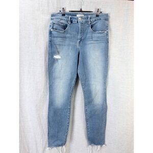 Good American Good Legs Distressed Light Wash Skinny Jeans Frayed Hem Size 15/33